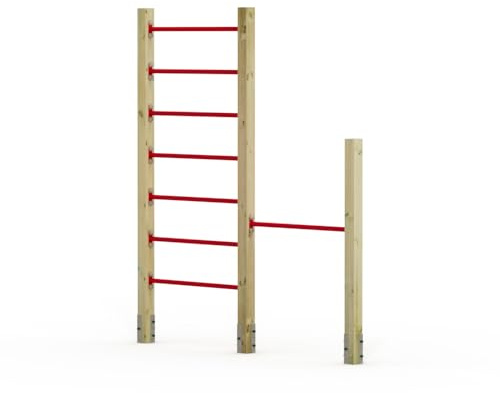 Wickey Kletterleiter mit Einzel-Reck FIT Tumble 308 - Spielplatz Turngerät - Kinder Reckstange - Spielgerät aus Holz - 206x9x240 cm
