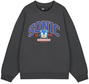 Sonic The Hedgehog Graues Herren-Sweatshirt | Der schnellste Sonic Graphic Sweater der Welt | Klassische Videospiel-Bekleidung | Retro-Gamer-Pullover | Offizieller Sega Merchandise für Herren, grau, S