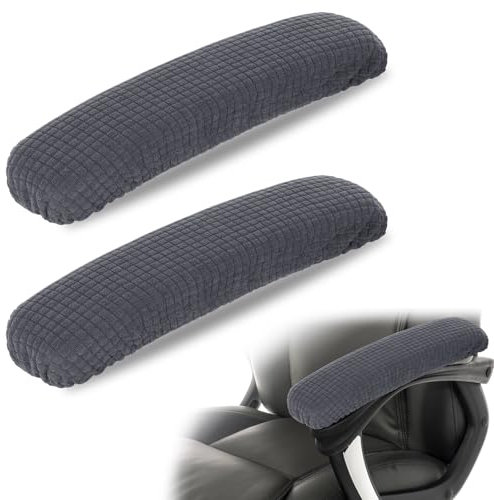 2 Stück Arm Armlehne Abdeckungen, Armlehnenbezug Bürostuhl Bürostuhl-Armlehnenbezug, dehnbar Polyester Bürostuhl Schutz Abdeckungen für Armlehnen, weiche Armlehnenkissen für Zuhause Büro (dunkelgrau)