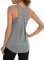 Terecey Tanktop Damen Sport Fitness Jogging Trägershirt Lässig Athletisch Ringerrücken Oberteil Ärmelloses Workout Running Yoga Tops, Grau L