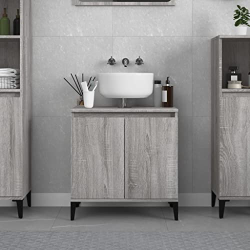 Myheimly Waschbeckenunterschrank Eichen-Optik 58x33x60 cm,Grau Sonoma