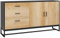 HOMCOM Sideboard Wohnzimmerschrank mit Schrank, 3 Schubladen und verstellbarem Regal, Beine aus Stahl, Griffe aus Aluminiumlegierung, für Wohnzimmer, Esszimmer, ABM. 140 x 35 x 75 cm, Naturholz