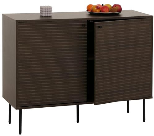 Mendler Sideboard HWC-N78, Kommode Schrank Anrichte, skandinavischer Stil Metall Holz Melamin MVG 86x110x40cm - Dunkelbraun