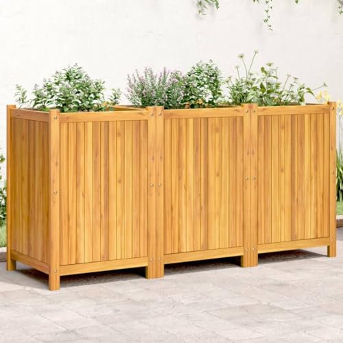 Generisch jiangboyue-366446 Jardinière en bois d'acacia massif avec insert 150 x 50 x 75 cm