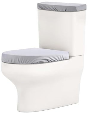 LERANXIN Funda para Tapa de Inodoro, Lavable Funda Inodoro Gris Oscuro, Cubierta de Inodoro Elástico y Cubierta Antipolvo Tanque Agua Inodoro, para Tapas Inodoro y Tapas Tanque Agua