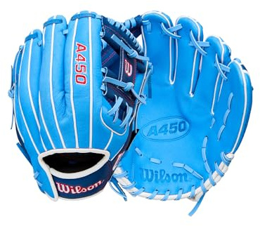 Wilson 2026 A450 11.5 Baseball Glove - Right Hand Throw, Cool Blue/Royal Blue/White