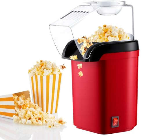 Machine à Pop Corn Air Chaud, Mini Machine Pop Corn Rétro, Machine à Popcorn à Air Chaud 1200W, Sans Gras Huile Popcorn Maker, Poping Rapide en 3 Minutes, Pour Maison, Soirées Football, Fêtes De Noël