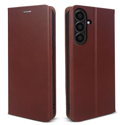 phase9 Echtleder Handyhülle für Samsung Galaxy A17 / A17 5G Klapphülle Leder Case Hülle Magnetverschluss RFID-Schutz Kartenfächer Geldfach Standfunktion Schutzhülle Datenschutz Braun