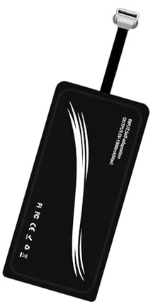 Jetstream Typ C Kabelloser Ladeempfänger, Typ C Kabelloser Qi Ladeempfänger, USB TYP C Qi Passend, Drahtloses Laden für USB-Handys, Ultradünn, Kompakt, Leicht, Schwarz