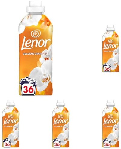 Lenor Weichspüler, 36 Waschladungen, Goldene Orchidee, 24h Wohlfühlfrische Mit Einer Note Ätherischer Öle (Packung mit 5)