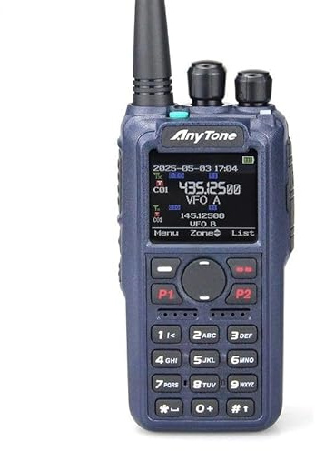 Anytone AT-D890 Ricetrasmettitore Portatile VHF/UHF Bibanda DMR con APRS, GPS, Bluetooth PTT, Nero