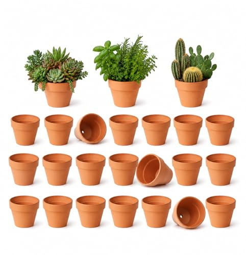 MYCGJH 24 Stück Tontöpfe Klein 5X 5.5cm mit Abzugsloch | Mini Blumentopf Wiederverwendbar Terrakotta Töpfe für Anzucht, Sukkulenten, Kakteen & DIY Bemalen