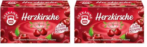 TEEKANNE Herzkirsche Früchtetee – Süß & Fruchtig – Kirschgeschmack – Heiß oder Kalt Genießbar (Packung mit 2)
