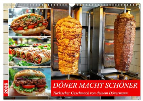 Döner macht schöner, türkischer Geschmack von deinem Dönermann (Wandkalender 2026 DIN A3 quer), CALVENDO Monatskalender: Döner Kalender mit Döner ... oder als Dönergeschenk. (CALVENDO Lifestyle)