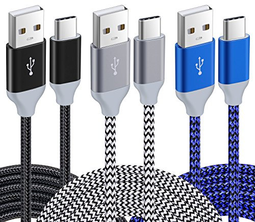 Pofesun 3-Pack 10ft USB Type C Cable, Nylon Braided USB C Cable for Fast Charging, Compatible with Samsung Galaxy S24 S23 S22 S21 S20 S10 Note 20 10 A20 A51 A71, LG G8 V30