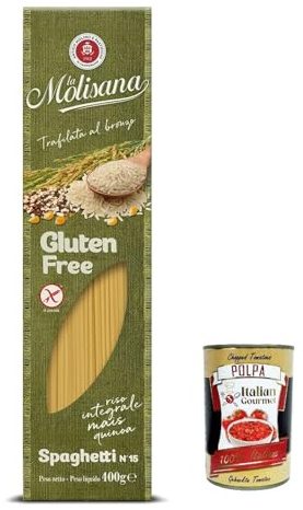 Italian Gourmet Spaghetti n. 15 Senza glutine Pasta 5 x 400g | Glutenfrei aus Reis, Mais und Quinoa, gusto italiano per primi piatti leggeri, Gesamtnettogewicht 2 kg + Kostenlos Polpa 400g