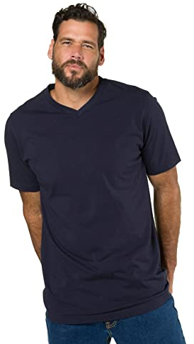 JP 1880 Hasta la Talla 8XL, Camiseta de Jersey, básica, Camiseta con Cuello de Pico, algodón Puro, Cuello en V Marina Oscuro 6XL 702415750-6XL