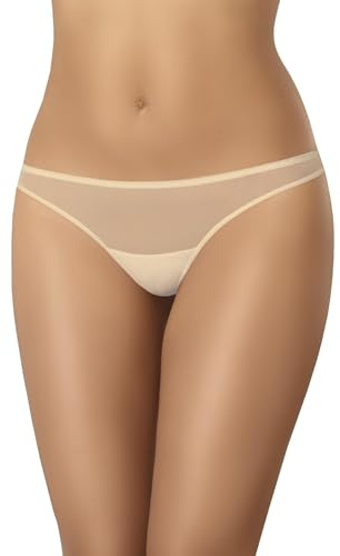 Teyli Unterwäsche Frauen Pantys Damen mit Nahtloser Abschluss - Slips Damen-Unterhosen Damen Unterwäsche - Frauen Unterwäsche Pantys Damen Slips aus Transparentem Netz Beige XS