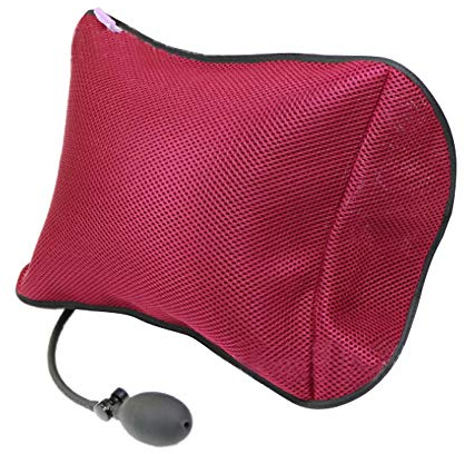 1 Stücke Lordosenstütze Kissen Aufblasbare Kissen Rückenstütze Tragbare Kissen mit Pumpe Abnehmbare Mesh Kissenbezug (rot)