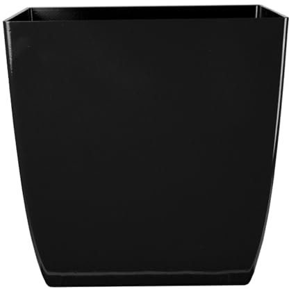 The HC Companies Aria Pot de Fleurs carré en Plastique pour intérieur et extérieur Noir Brillant 15,2 cm