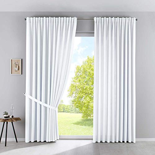 2er Set Vorhänge Blickdicht »Palermo« HxB 250x300 cm Weiß Gardinen Extra Breit Matt Lichtdurchlässig Verdeckte Schlaufen Raffhalter Gardinenband, 100002651-2