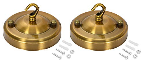 sourcing map 2St Retro Licht Baldachin Kit mit Haken, Vintage Kronleuchter Deckenplatte, für Lampen Zubehör DIY, 104mm 4,1 Zoll Gold Bronze