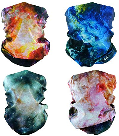 SMEHCF 4 Multifunktionstuch Gesichtsmaske Motorradmaske Sportmaske Sturmmaske Maske Halsmanschette Schal Bandana für Damen Herren Nebel Galaxie Star Milchstraße Universum Weltraum Supernova Mond