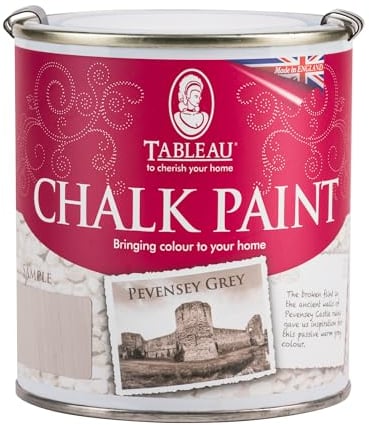 Tableau Chalk Paint, Pevensey Grey Colour, Water-Based, Silicone-Free, Furniture Paint, Home Decor Projects, 500ml