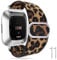 LvBu Armband Kompatibel mit Fitbit Versa 2 / Versa, Einstellbar Stoff Armbänder, Weich und Dehnbar Elastizität Ersatzband für Fitbit Versa 2 / Versa Smartwatch (Leopard)