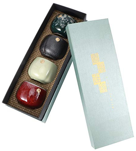 4 Stück Teetasse-Set Tea Cups Japanische Teetasse Retro Gebackene Teetasse Set Art Keramik Kung Fu Teegeschirr Kaffeetasse Geschenkbox Set für Home Office