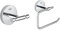 Grohe Bau Cosmopolitan - Bademantelhaken, chrom, 40461001 & Bau Cosmopolitan - WC-Papierhalter (Material: Metall, verdeckte Befestigung, zum bohren oder kleben), chrom, 40457001, Small