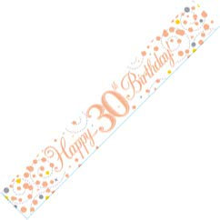 30th Birthday Rose Gold Birthday Party Foil Banner Pennant Age 30
