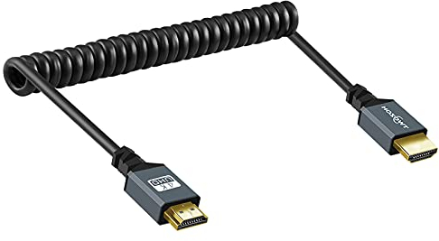 Twozoh Câble Spiralé HDMI vers HDMI, HDMI Mâle vers HDMI Mâle Spiralé, Câble HDMI vers HDMI torsadé compatible 4K UHD, 1080p (HDMI 2.0) (0,3M-1,5M)