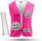 REEFLEXX Coole Kinder Warnweste inkl. Größen-Adapter, reflektierende Weste, erhöhte Sichtbarkeit im Straßenverkehr durch Reflektoren, Farben und Muster, Solid Pink Smiley - Größe L