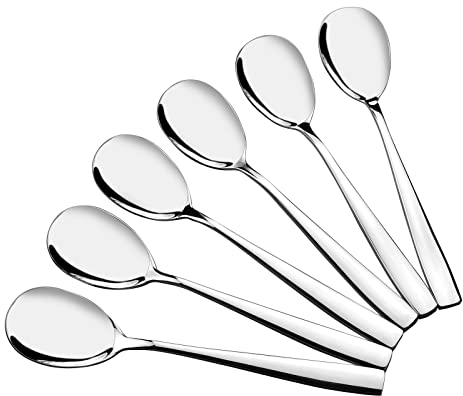 Yesdate Stainless Steel Serving Spoons, 6-Piece Spoon Set for Buffets, Dinner Parties and Family Meals, Silver