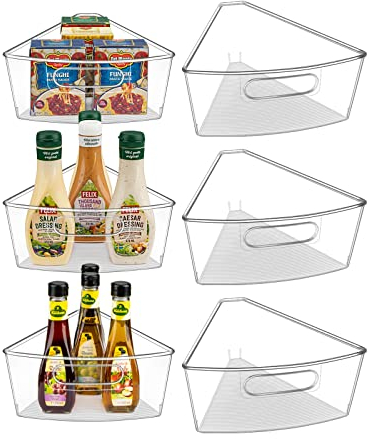 JEISSLIA Lazy Susan Schrank-Organizer-Behälter für 66 cm / 71,1 cm / 81,3 cm Durchmesser Ecken, Lazy Susan, Kunststoff-Aufbewahrungsbehälter, 1/8 Keil, lebensmittelecht, BPA-frei, mit rutschfesten