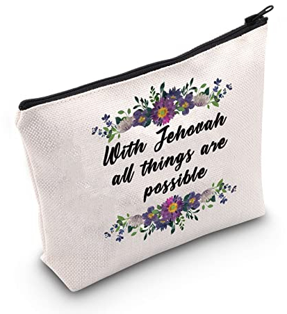 Christliches Geschenk zur Taufe mit Jehova All Things are Possible Kosmetiktasche Jehova Zeugen Geschenk (mit Jehova UK), weiß