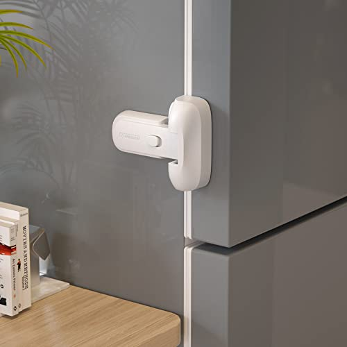 EUDEMON 1 Pack Actualizado a prueba de niños refrigerador/congelador Cerradura de la puerta Aplique a la tira de sellado máxima de 1 (25 mm), sin necesidad de herramientas ni taladro (Blanco)