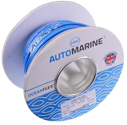 Blue 2.5mm² Single Core Oceanflex 29A Tinned Copper Cable 35/0.3mm 50M Auto Automotive Marine Boating Electrical