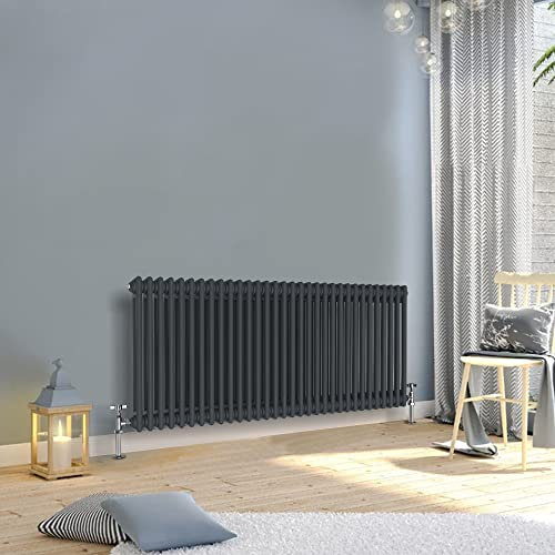 WarmeHaus 600x1460mm Horizontal Traditional 2 Column Anthracite Radiator