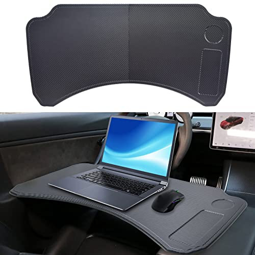 Car Laptop Desk for Tesla Model 3 Model Y, Steering Wheel Eating Table, Carbon Fiber Tray (Car Laptop Desk-2)