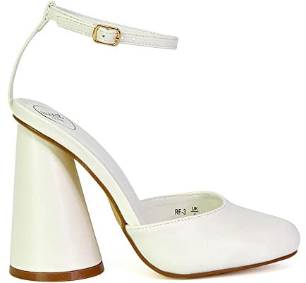 ESSEX GLAM Womens Strappy Ankle Strap Sandals Ladies Chunky Block Heel Close Toe Shoes Size 3-8