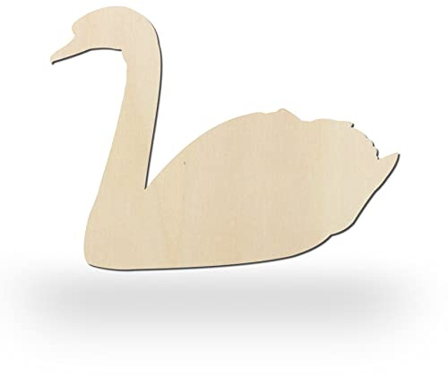 Kleenes Traumhandel Holztiere - Tiere aus Holz - Wanddeko Tiere - Tierscheiben - Tierform aus Holz für Kinderzimmer, Wohnzimmer, Geburtstag (Schwan, Breite 57 cm)