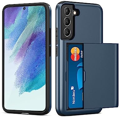 ACOCOBUY Coque pour Samsung Galaxy S21 FE Étui Portefeuille avec Porte-Cartes Antichoc Étui pour Galaxy S21 FE 5G Housse Protection à Double Couche Armor Cover Bumper Housse pour Samsung S21 FE Marine