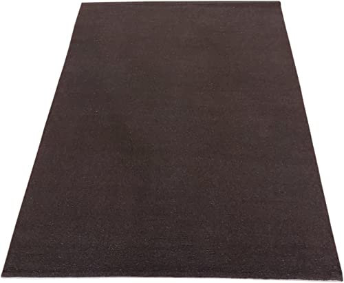 oKu-Tex Teppich Wolle, Wollteppich, einfarbig, unifarben, Wohnzimmerteppich, 100% natürliche Schurwolle, Naturfarben, strapazierfähig,weich,133 x 190 cm, braun Dunkelbraun