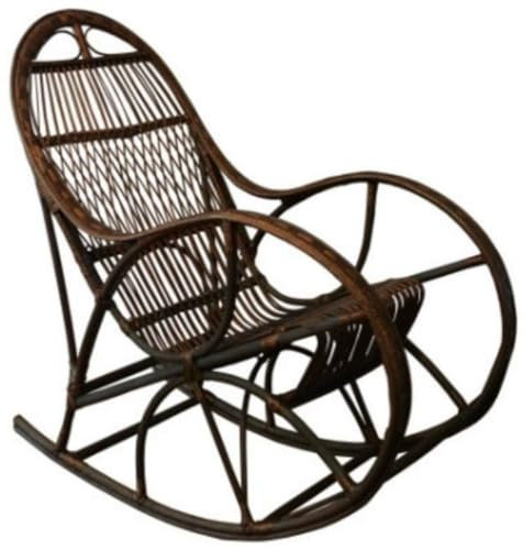 Casa Padrino Luxus Schaukelsessel Dunkelbraun 53 x 120 x H. 115 cm - Handgefertigter Rattan Schaukelstuhl mit Armlehnen - Wohnzimmer Möbel - Garten Möbel - Rattan Möbel - Luxus Möbel