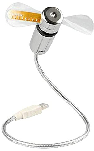 Gelb&Schwarz Handventilator, wiederaufladbar, Uhrzeitanzeige und mit echter Temperatur, USB-Uhr-Funktion, Ventilator, kleine Ventilatoren für Schlafzimmer