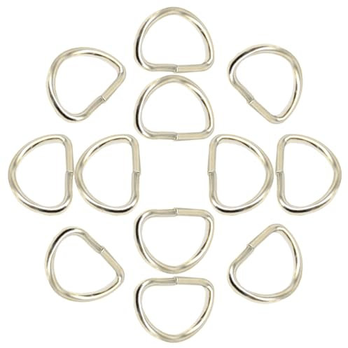 Ruidee 100 Stück Metall D Ringe 15mm D-förmigen Schnallen D Befestigungsringe D Ringe Halbringe für Gurte,Rucksack (D/15mm)