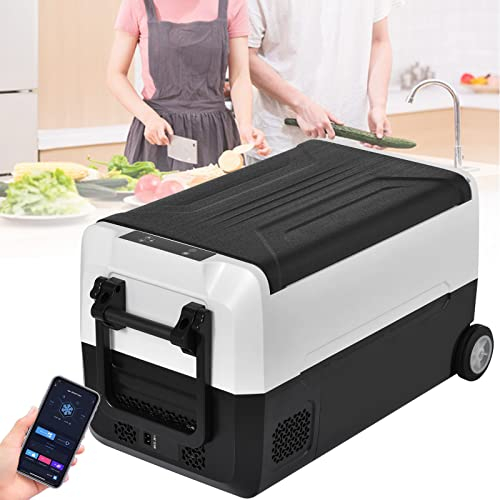 USEBEM EléCtrica Nevera Compresor,Neveras Portatiles para Auto,31.5L Nevera Camper,Nevera para Coche,Doble Zona,Control App,12/24V Y 100-240V