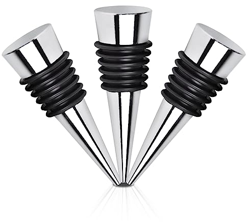 FBBULES Bouchon pour Bouteille de Vin, Paquet de 3 Bouchon Vin Réutilisable en Métal, pour La Collection de Vin Rouge Champagne Bière Sceau (Argent)